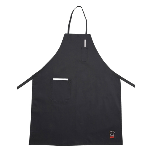 Full Length Bib Apron w/Pocket, Black