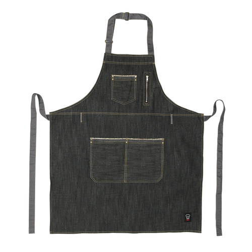 Bib Apron, 34.5”L x 30.25”W, Denim